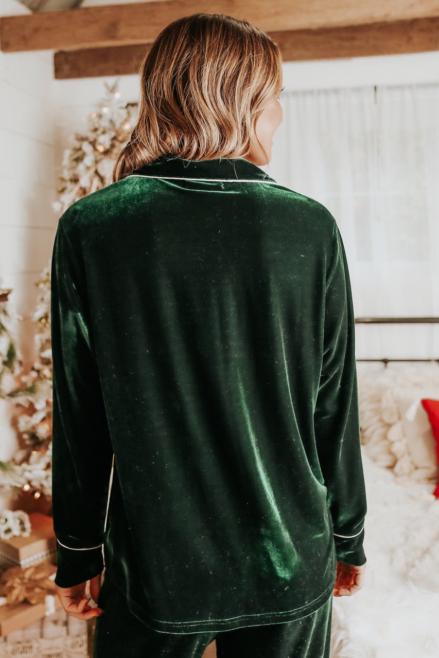 Ensemble pyjama en velours vert Pôle Nord