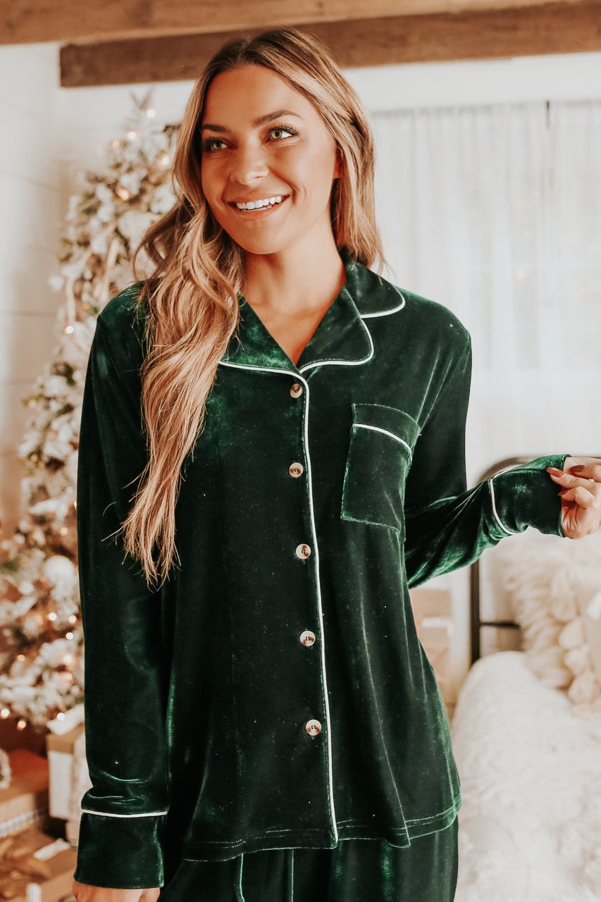 Ensemble pyjama en velours vert Pôle Nord