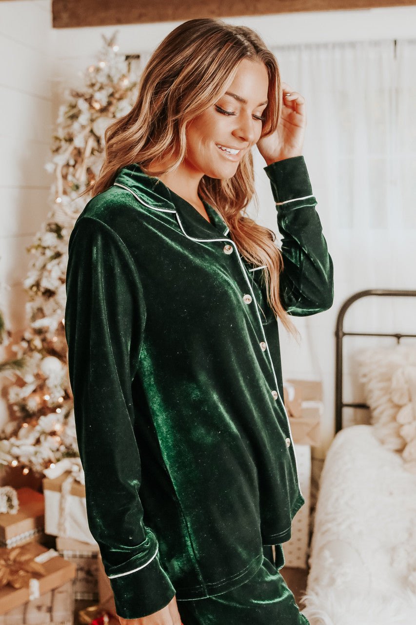 Ensemble pyjama en velours vert Pôle Nord