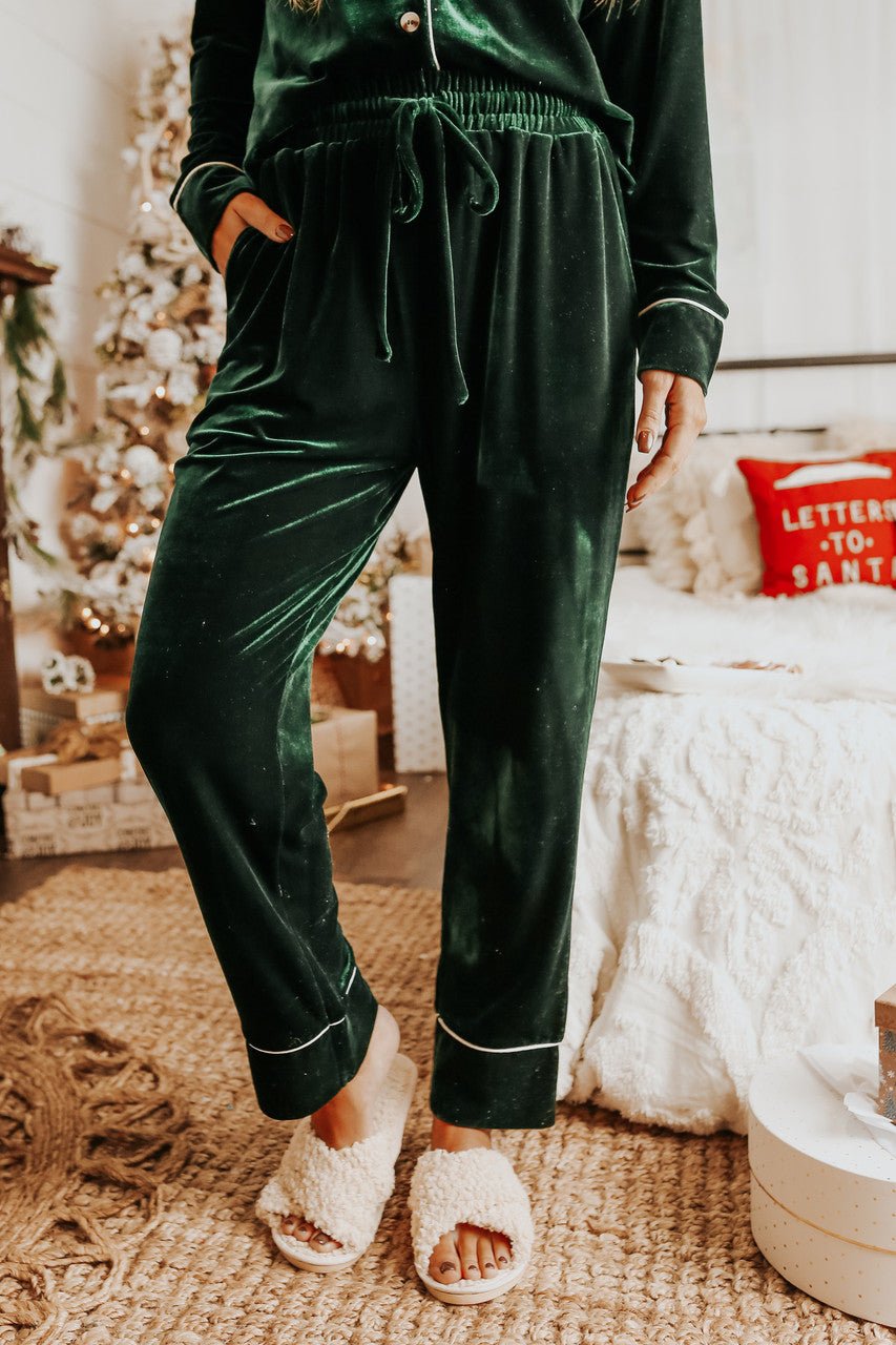 Ensemble pyjama en velours vert Pôle Nord