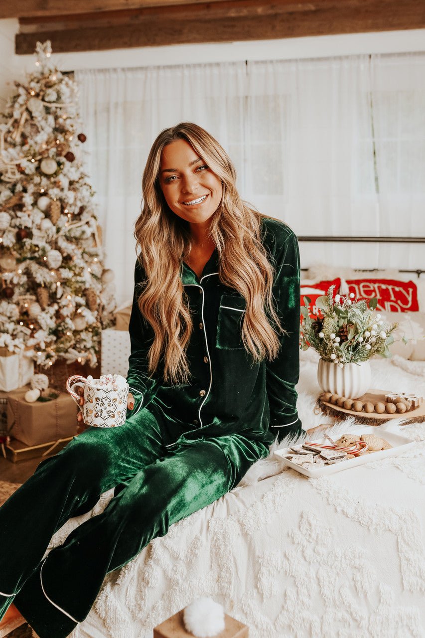Ensemble pyjama en velours vert Pôle Nord