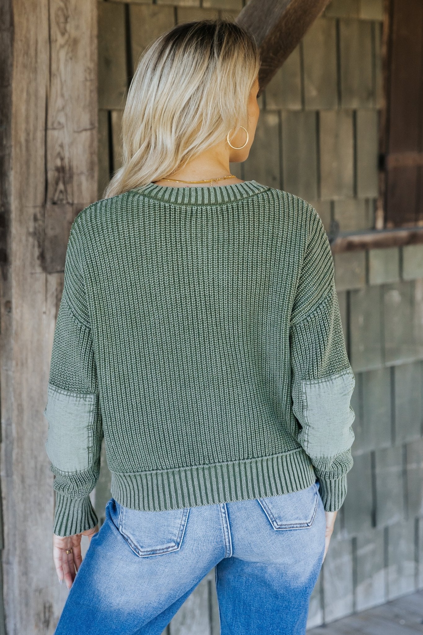 Pull Henley délavé olive