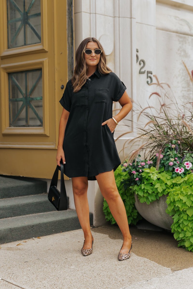 Black Button Down Shirt Dress