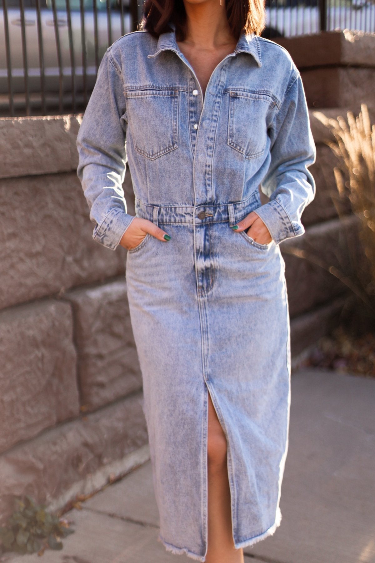 Take Me Out Denim Utility Dress