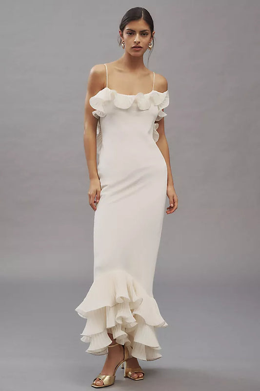 Ruffled Open-Back Maxi Dress