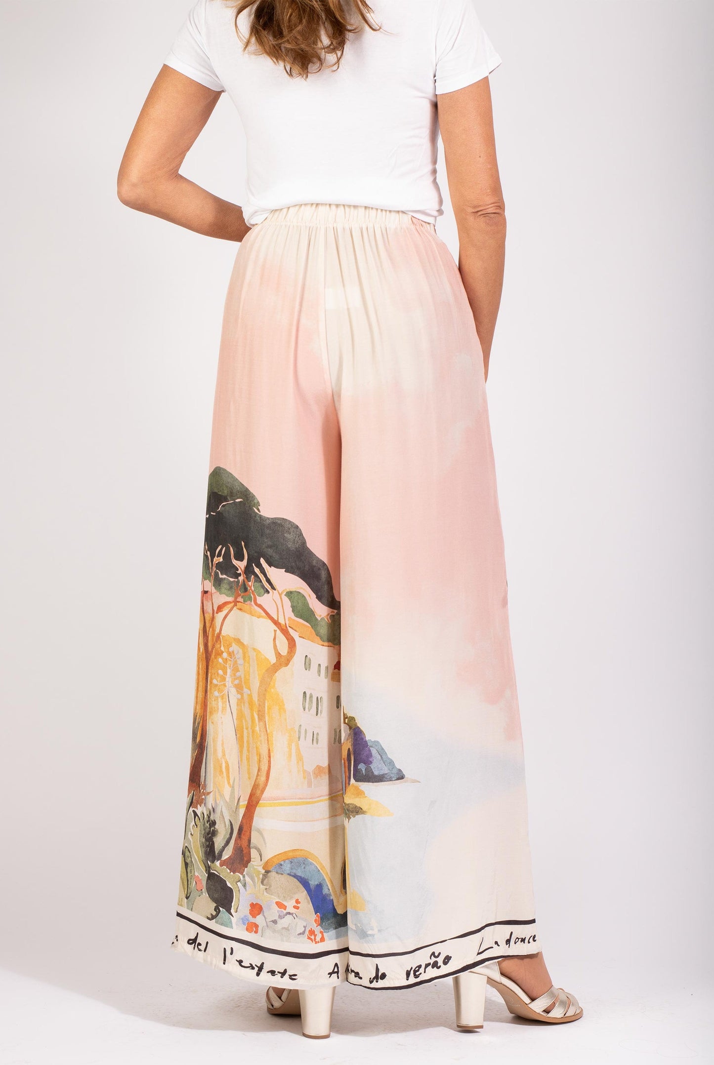 Unique Satin Landscape Print Loose Oversized Set