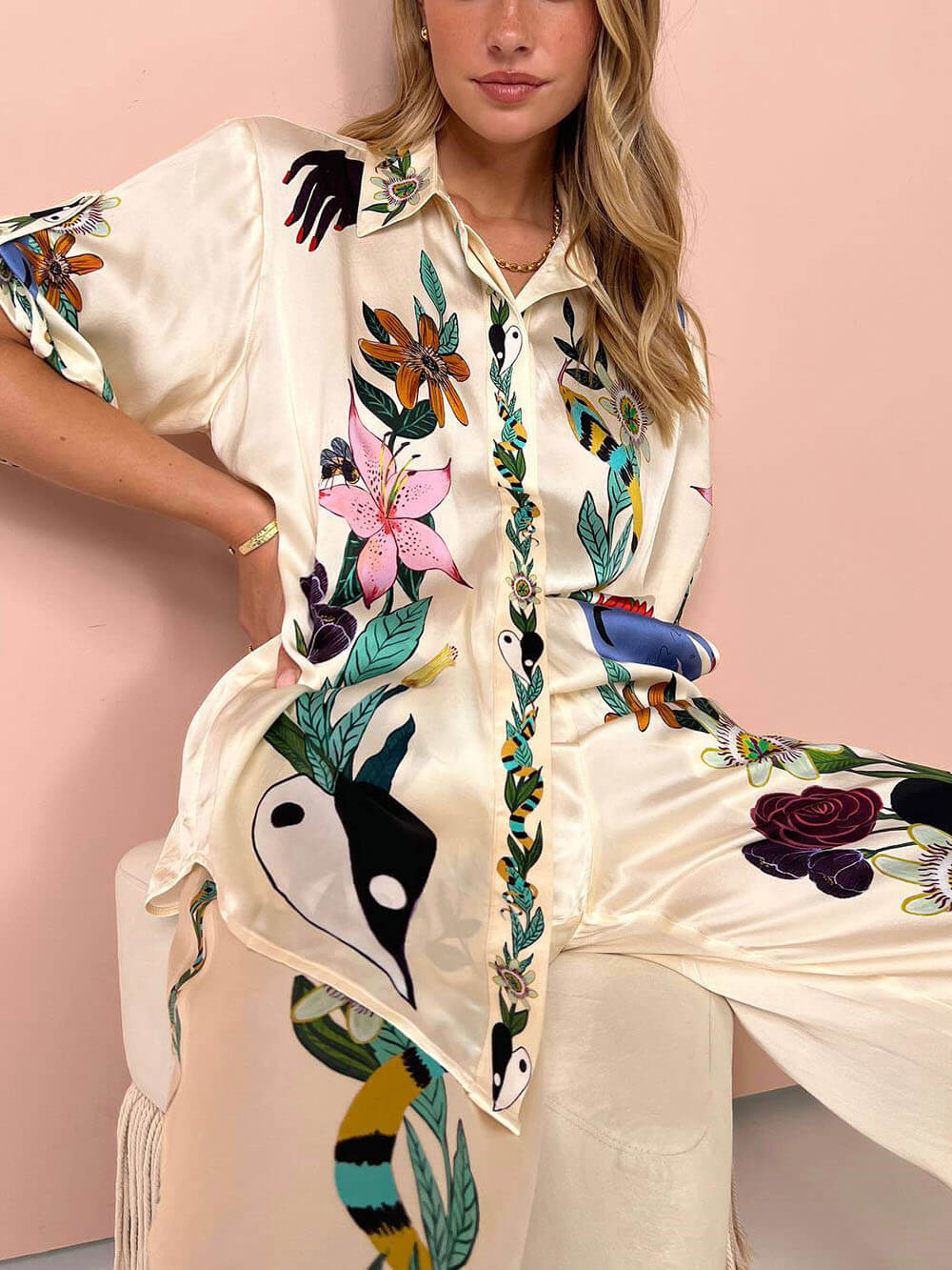 Modern Sophisticated Feel Satin Unique Print Set