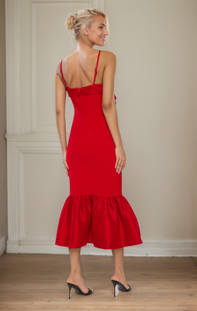Red Bow Midi Dress