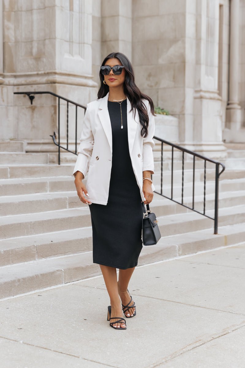 Comfy Black Bodycon Midi Dress - FINAL SALE
