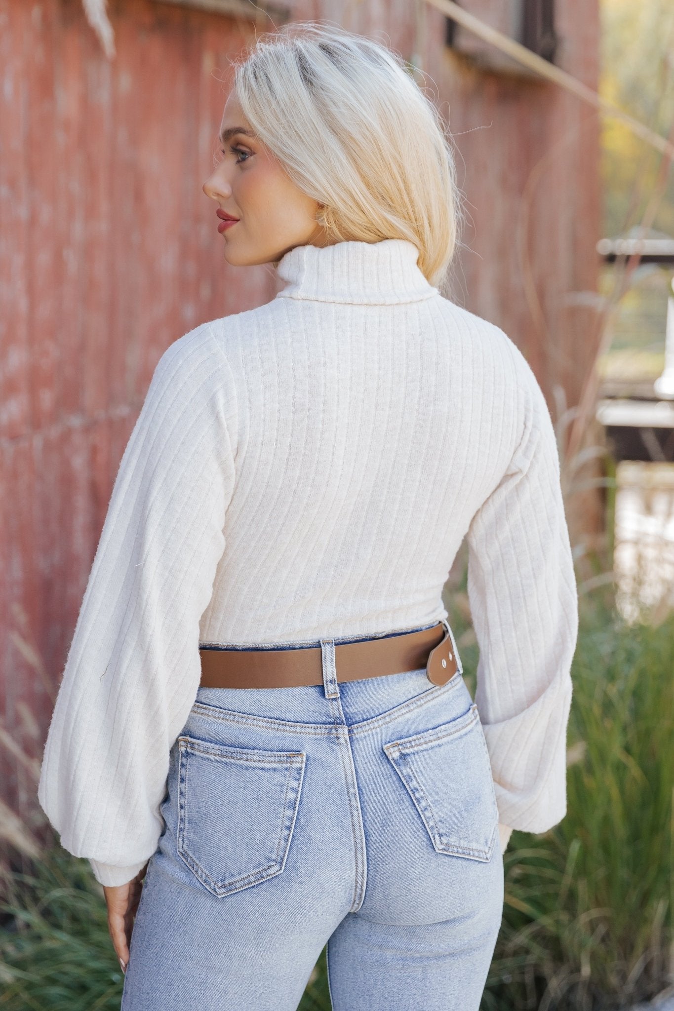 Cream Turtleneck Ribbed Bodysuit | Pre Order