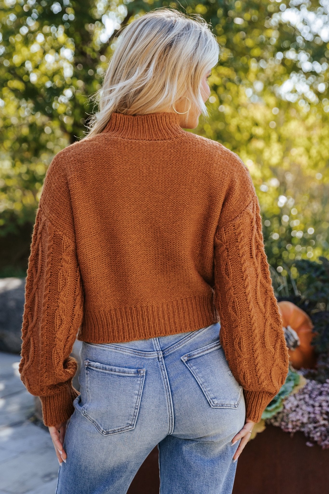 Fall Fest Cable Knit Sweater - Burnt Orange