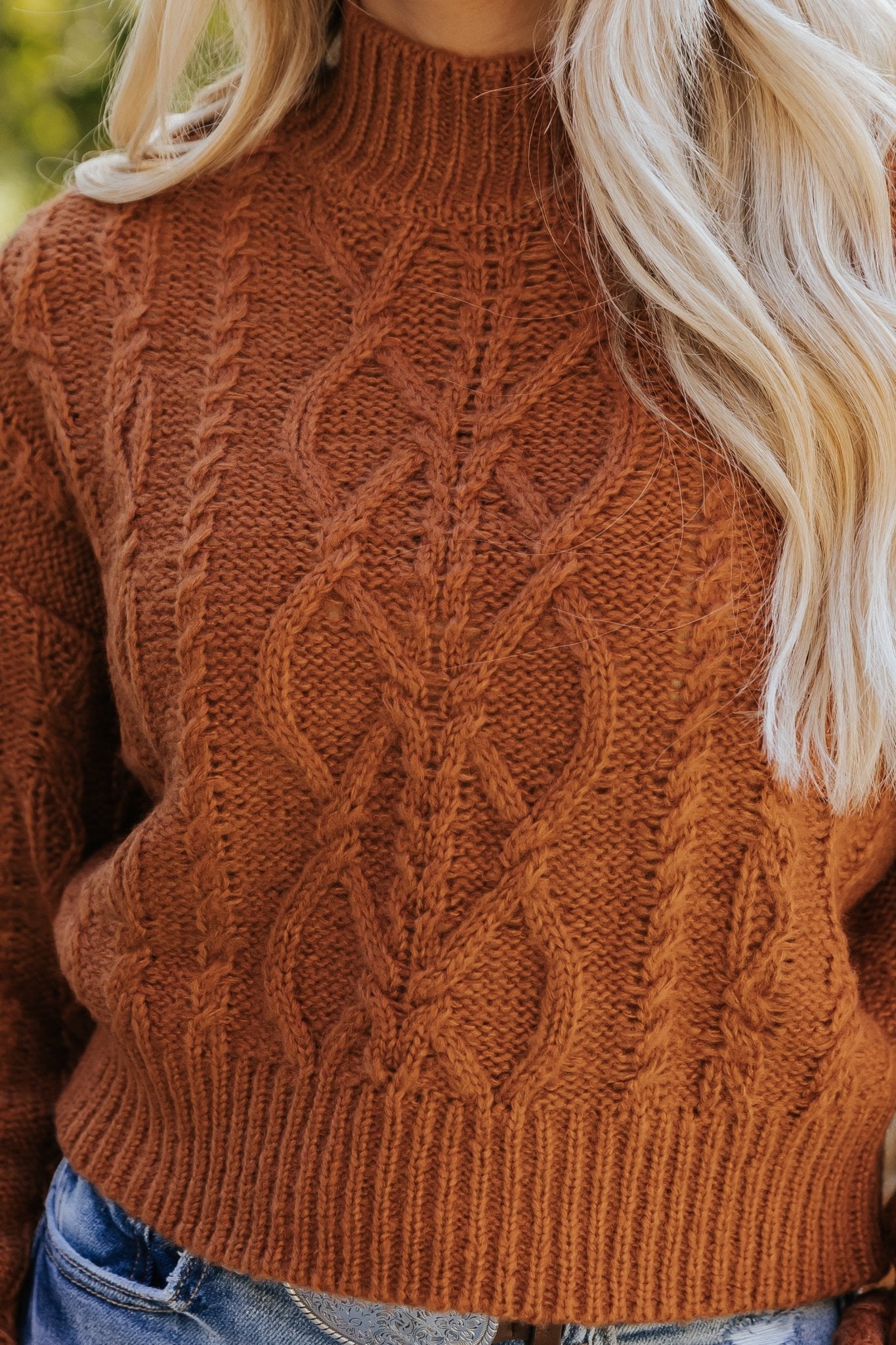 Fall Fest Cable Knit Sweater - Burnt Orange
