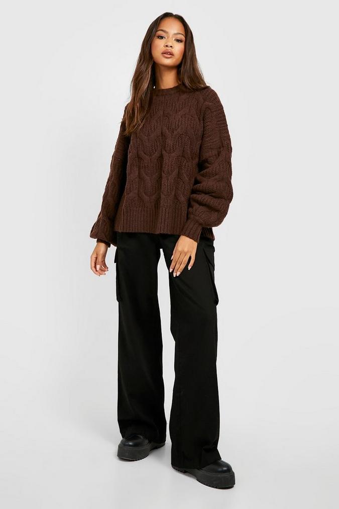 Fluffy Cable Knit Crew Neck Jumper