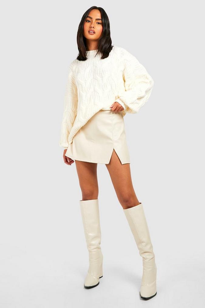 Fluffy Cable Knit Crew Neck Jumper