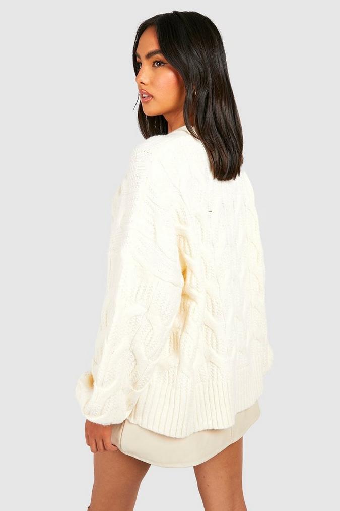 Fluffy Cable Knit Crew Neck Jumper
