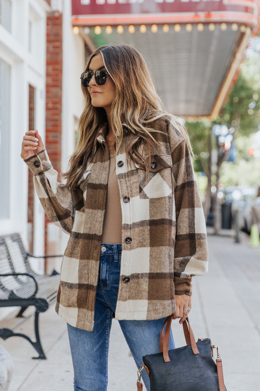 Karlie Brown Plaid Flannel Shacket