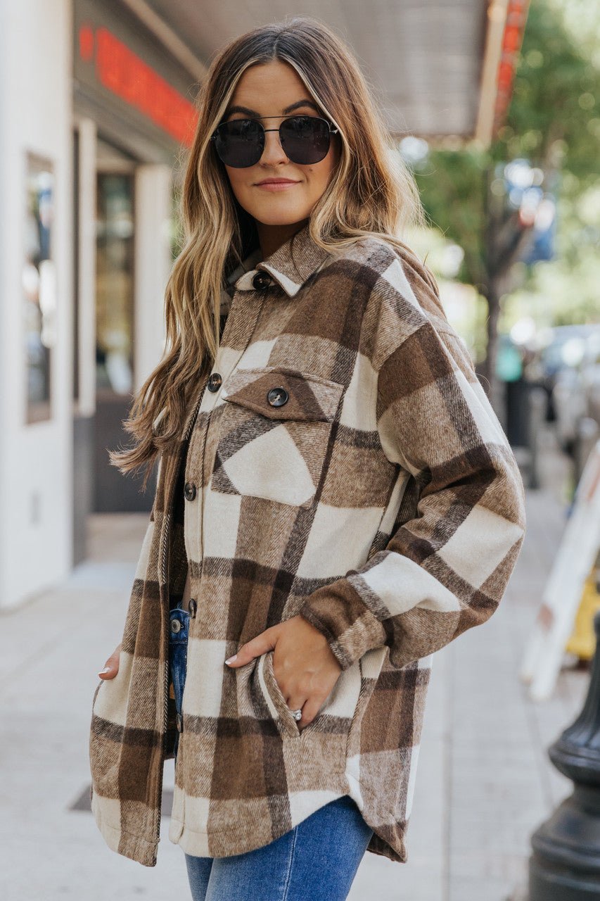 Karlie Brown Plaid Flannel Shacket