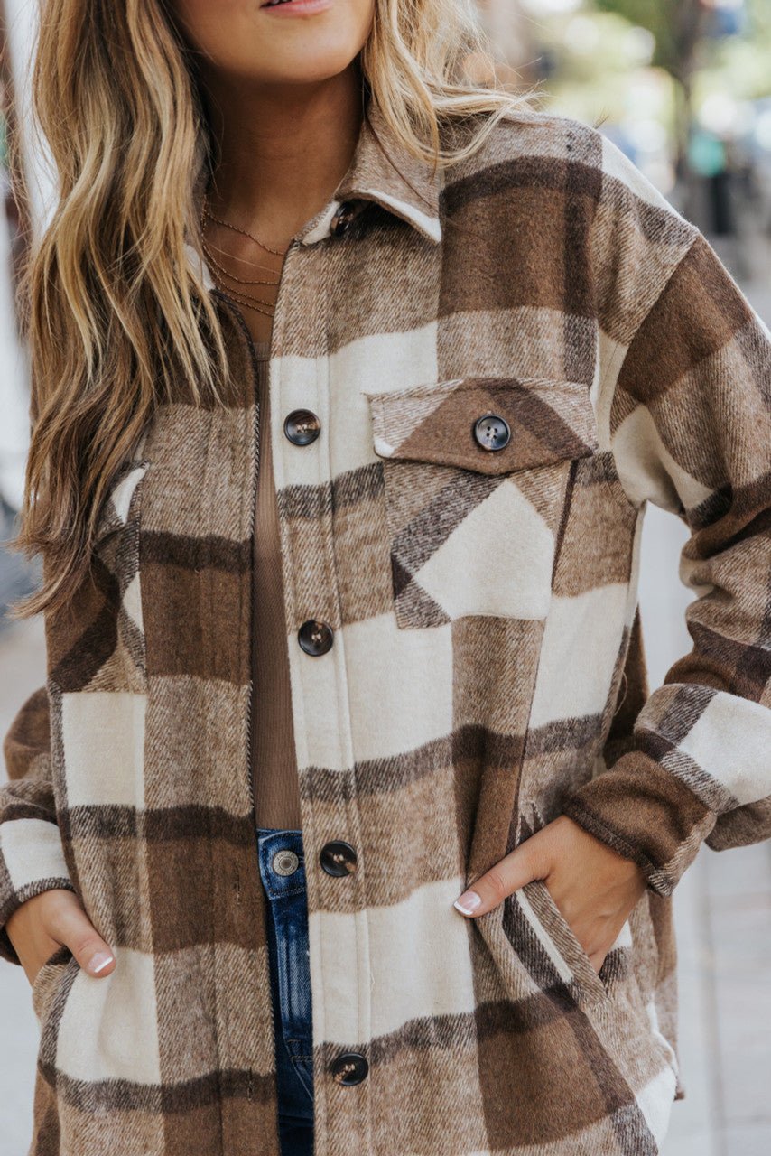 Karlie Brown Plaid Flannel Shacket