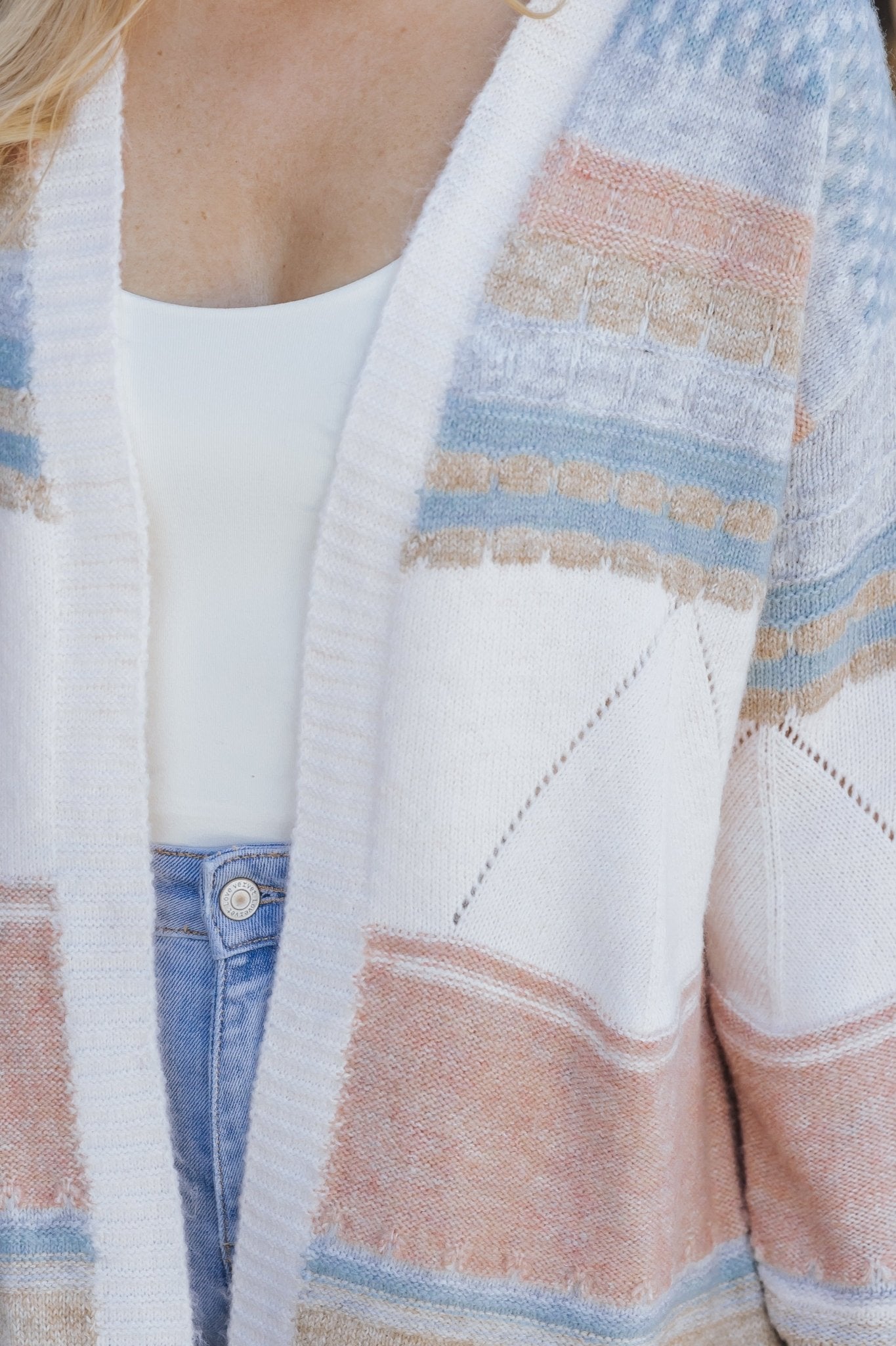 Multi Stripe Color Block Ribbed Cardigan