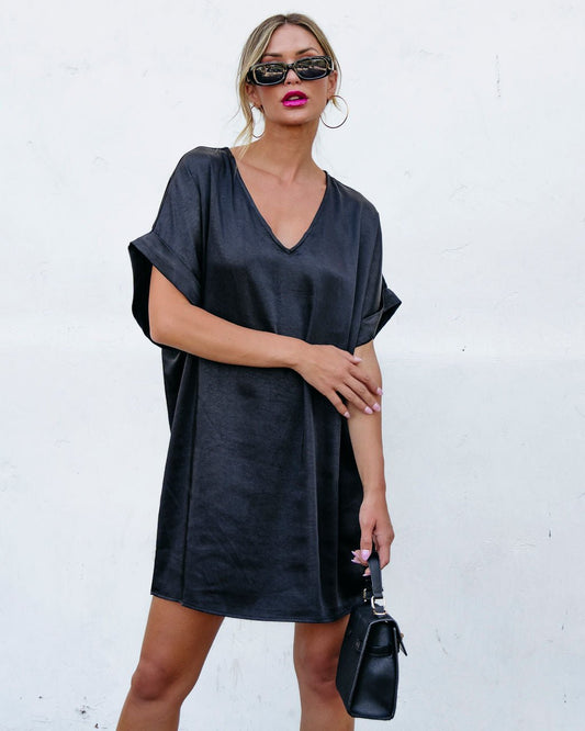 Muse By Simon Black Satin Mini Dress