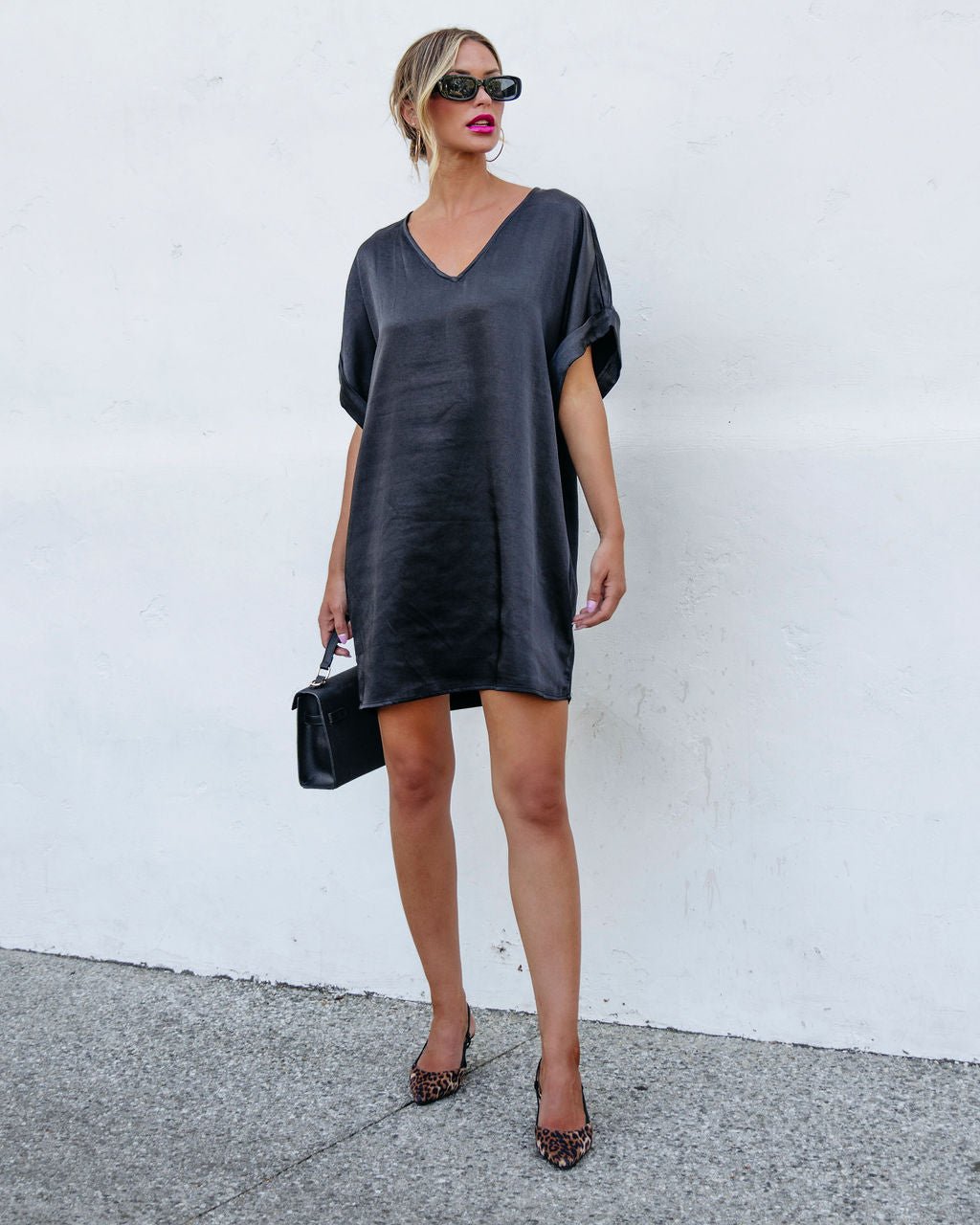 Muse By Simon Black Satin Mini Dress