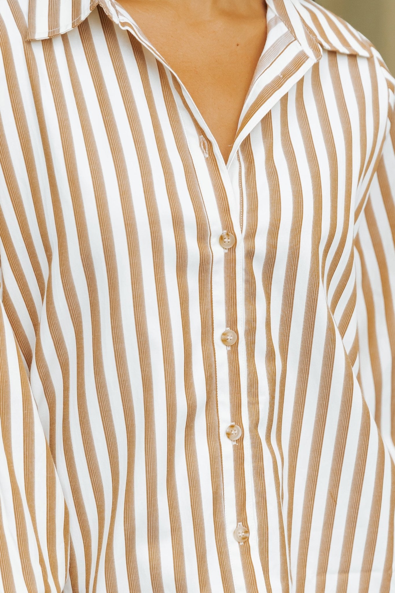 Muse By Magnolia Camel Striped Button Down Shirt