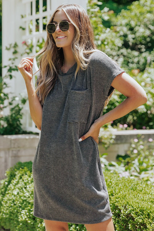 Remy Ribbed Pocket Tee Mini Dress - FINAL SALE