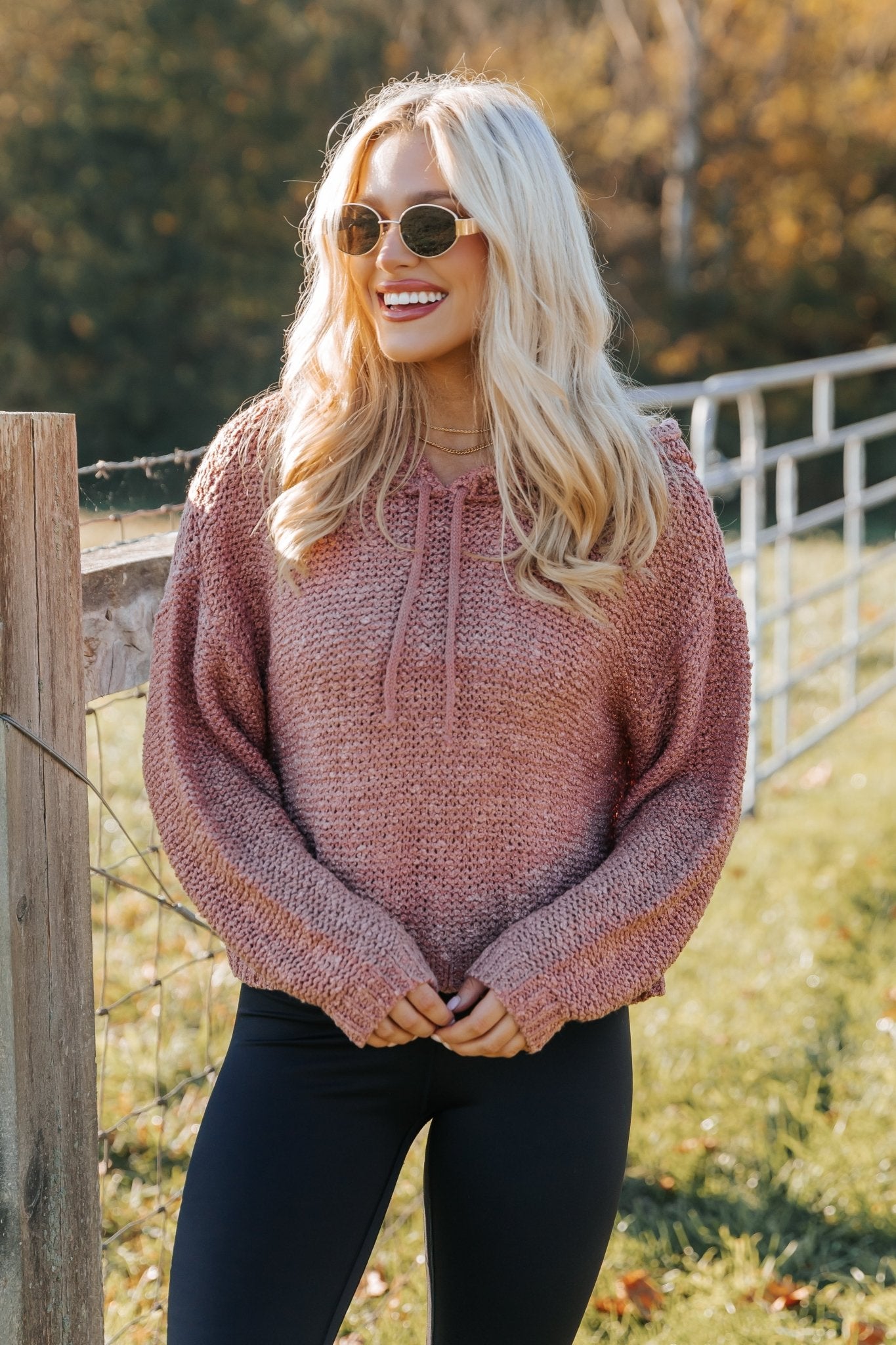 Rose Textured Hooded Sweater