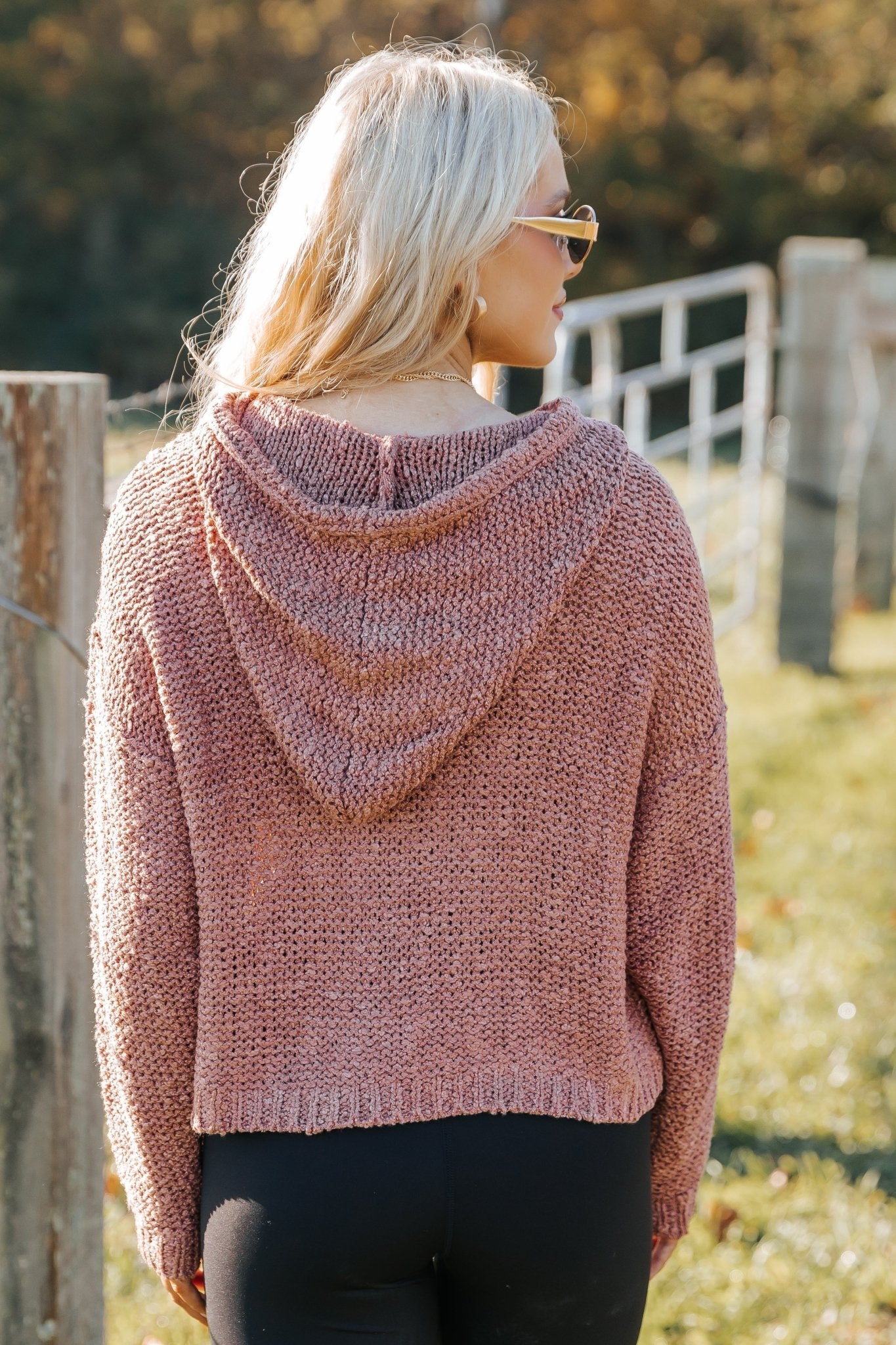 Rose Textured Hooded Sweater