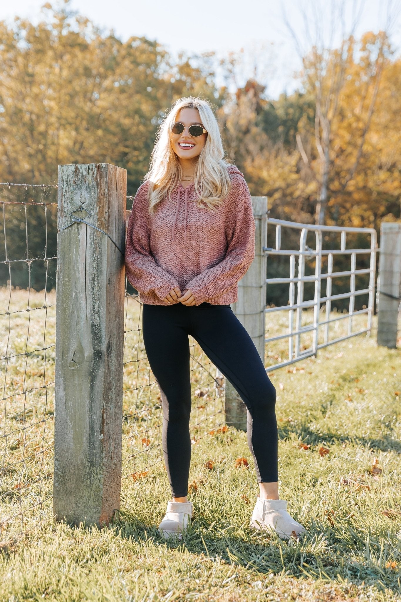 Rose Textured Hooded Sweater