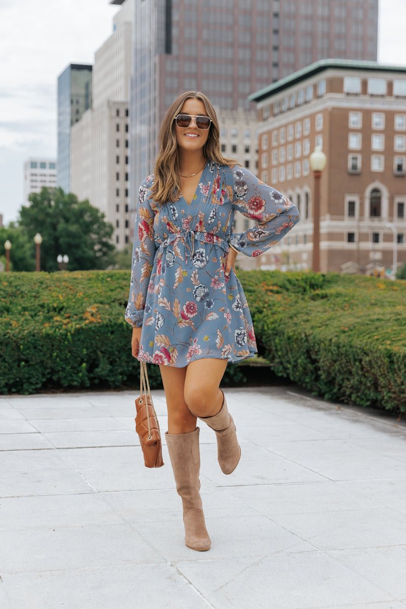 Blue Rami Floral Dress