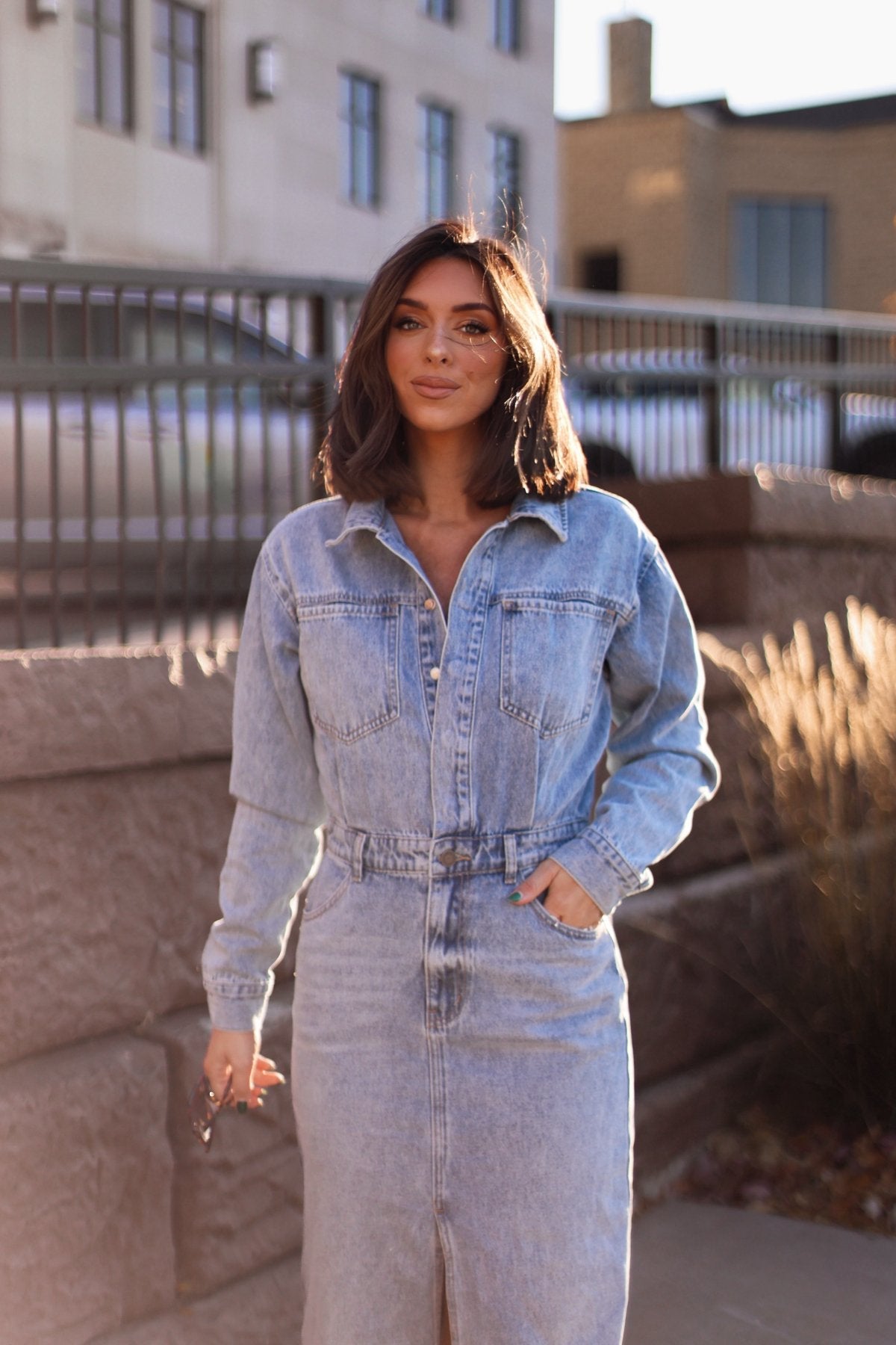 Take Me Out Denim Utility Dress