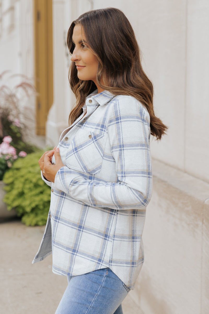 Thread and Supply Navy Plaid Shacket