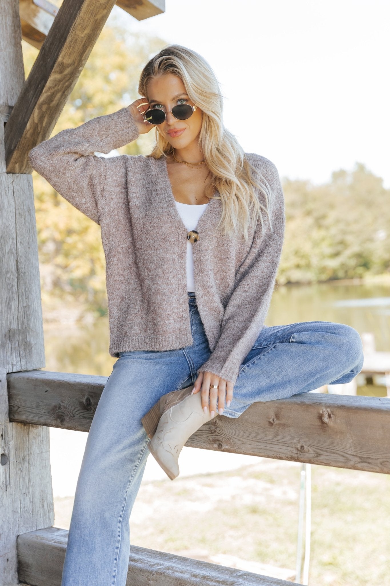 Ultra Brushed Sweater Cardigan - Light Mauve