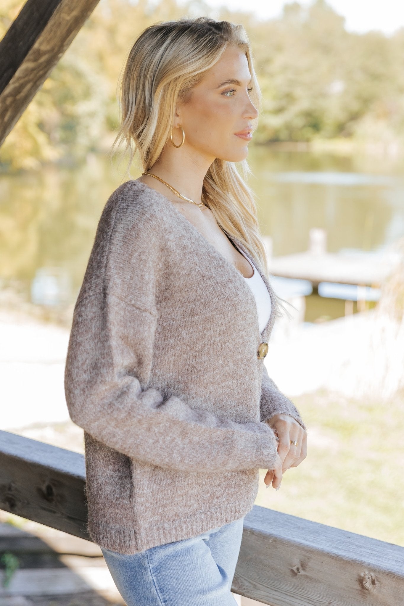 Ultra Brushed Sweater Cardigan - Light Mauve